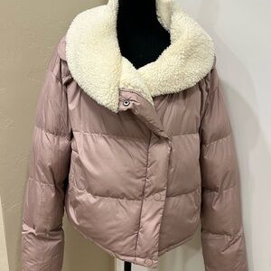 Chelsea & Violet Blush Puffer Jacket with Cream Collar